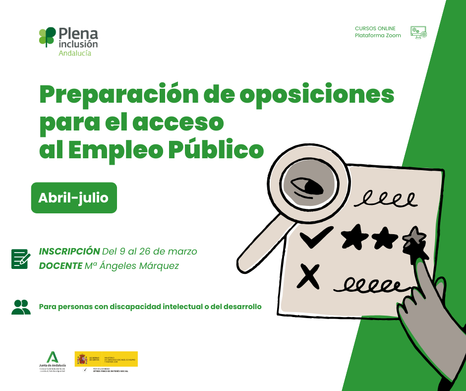 Ir a Plena Inclusión Andalucía abre inscripciones para su curso online de preparación de oposiciones dirigido a personas con discapacidad intelectual